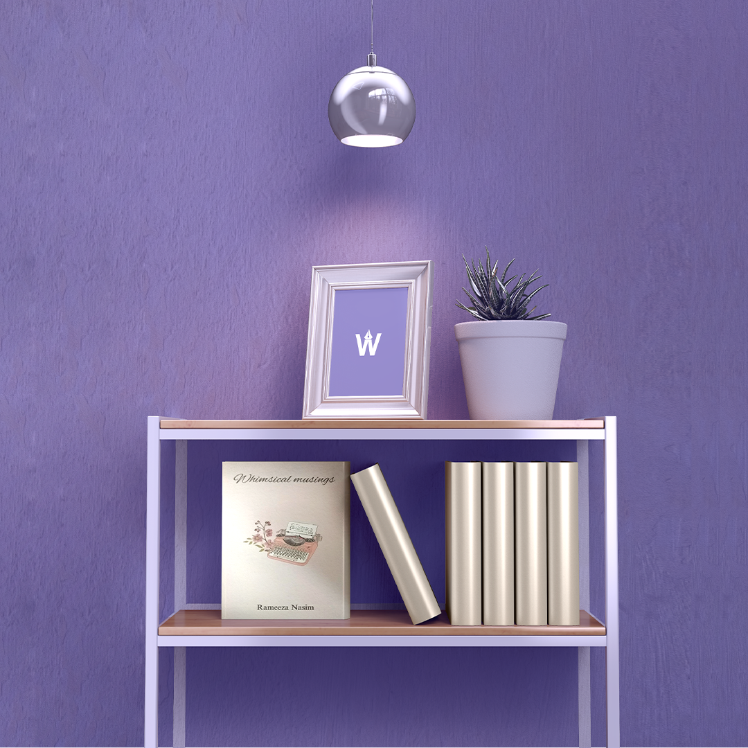 Shelf with books and plant